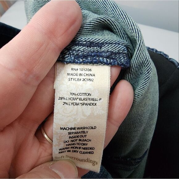 Soft Surroundings Pull On Jeans Small Blue Denim Stretch Skinny Leg High Rise - Picture 5 of 6